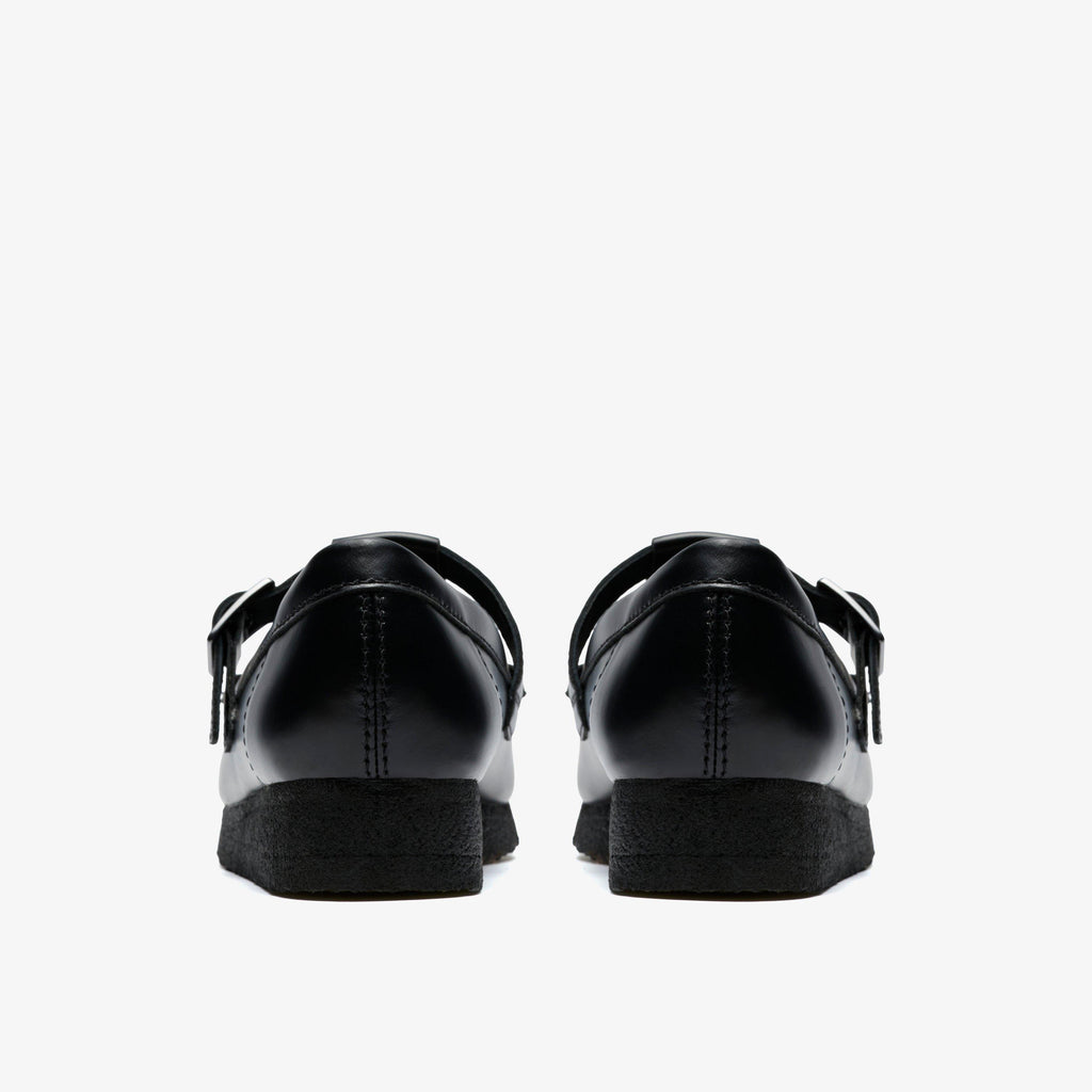 Wallabee T Bar Cuir noir très brillant