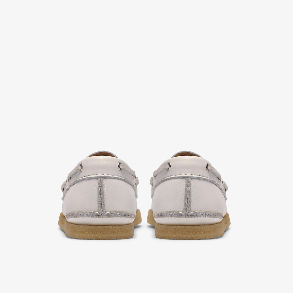 Godney Boat White Grain Leather