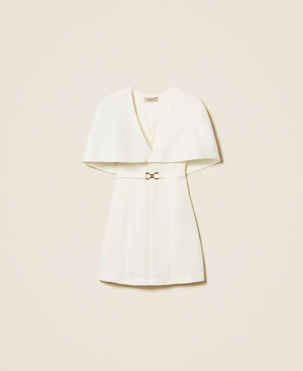 Robe courte cape en lin mélangé