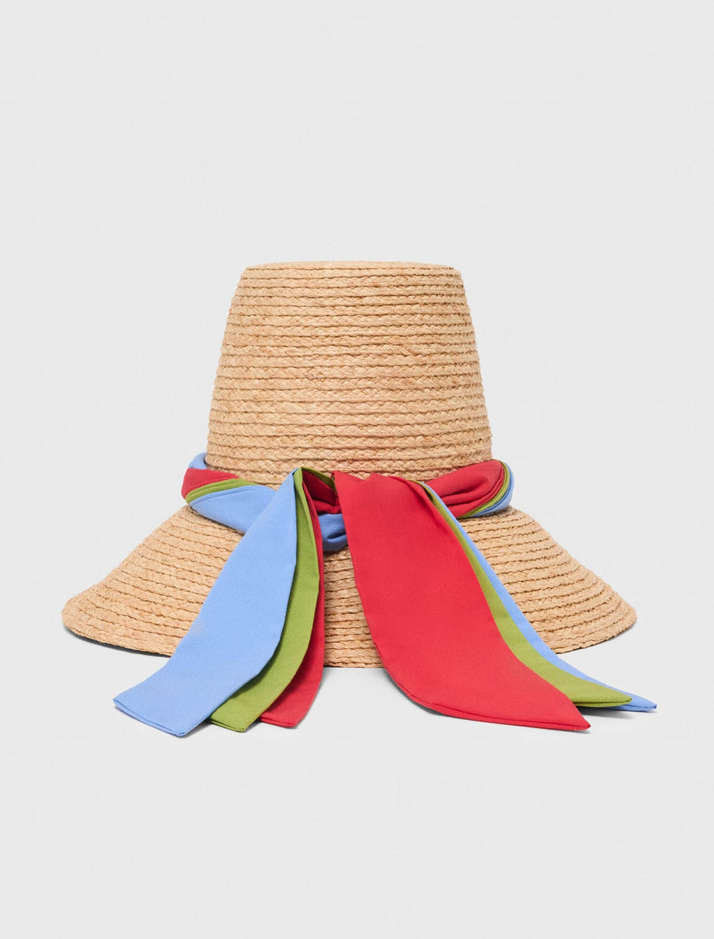 Chapeau raphia avec ruban imprimé