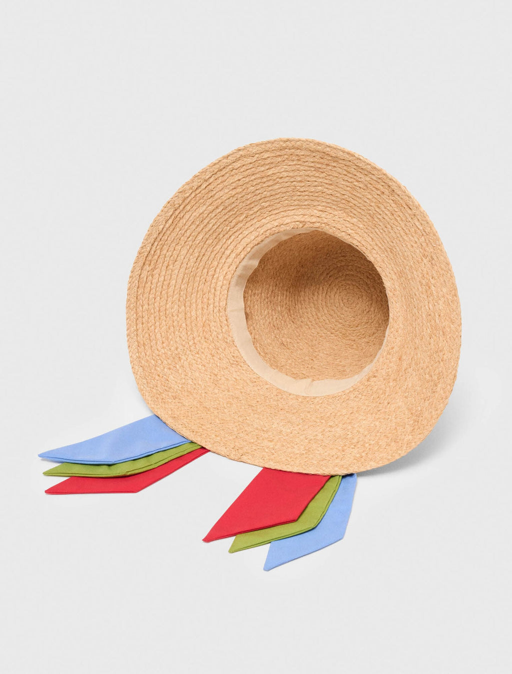 Chapeau raphia avec ruban imprimé