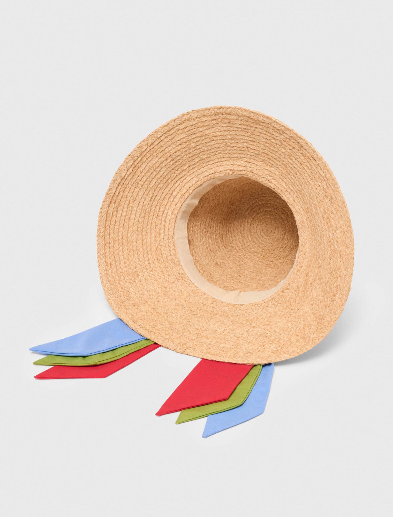 Chapeau raphia avec ruban imprimé