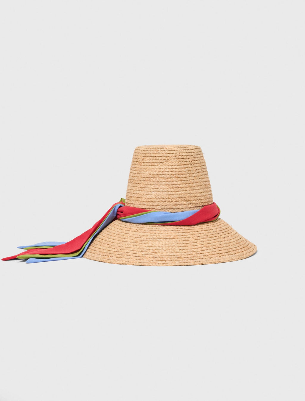 Chapeau raphia avec ruban imprimé
