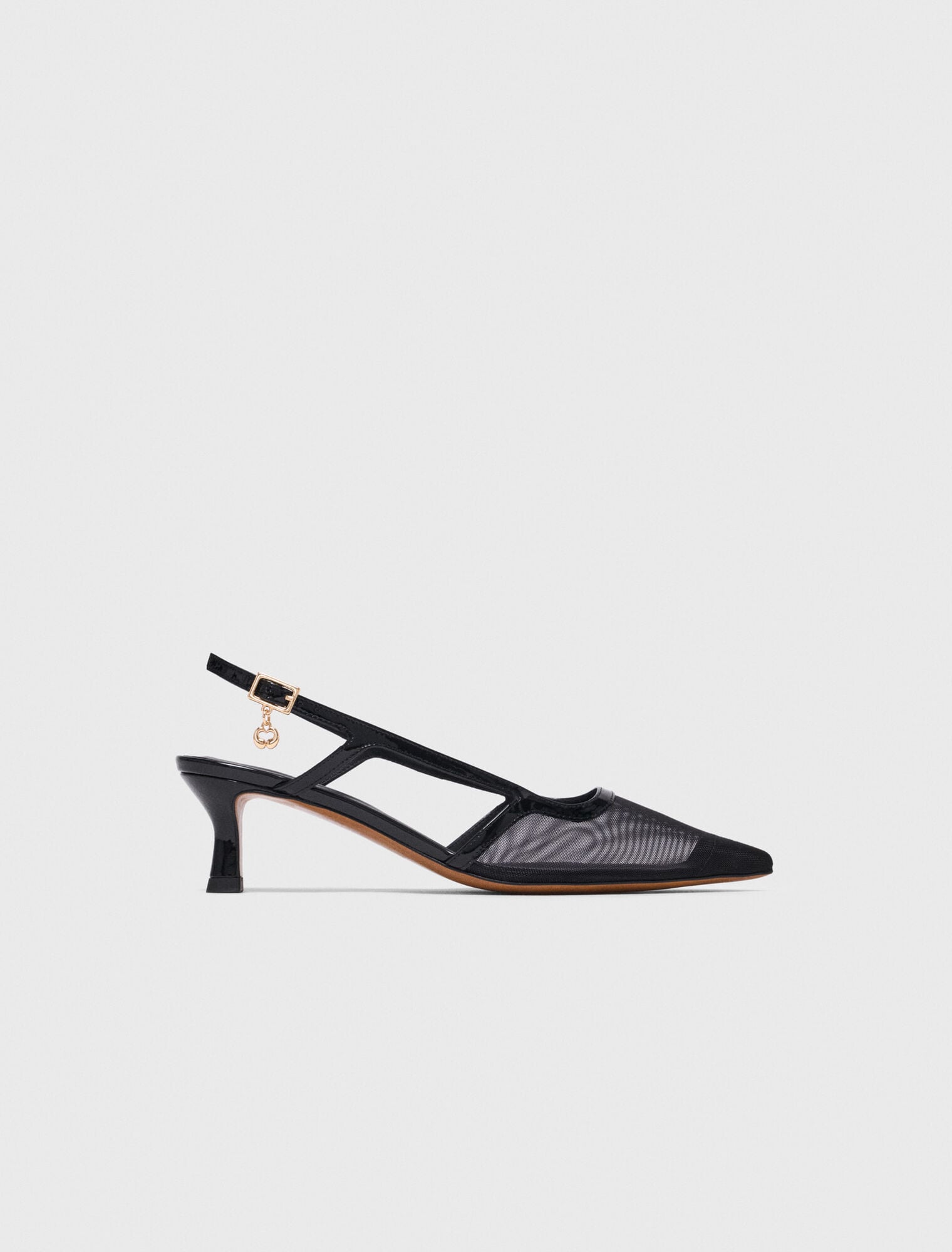 Slingbacks en cuir et mesh