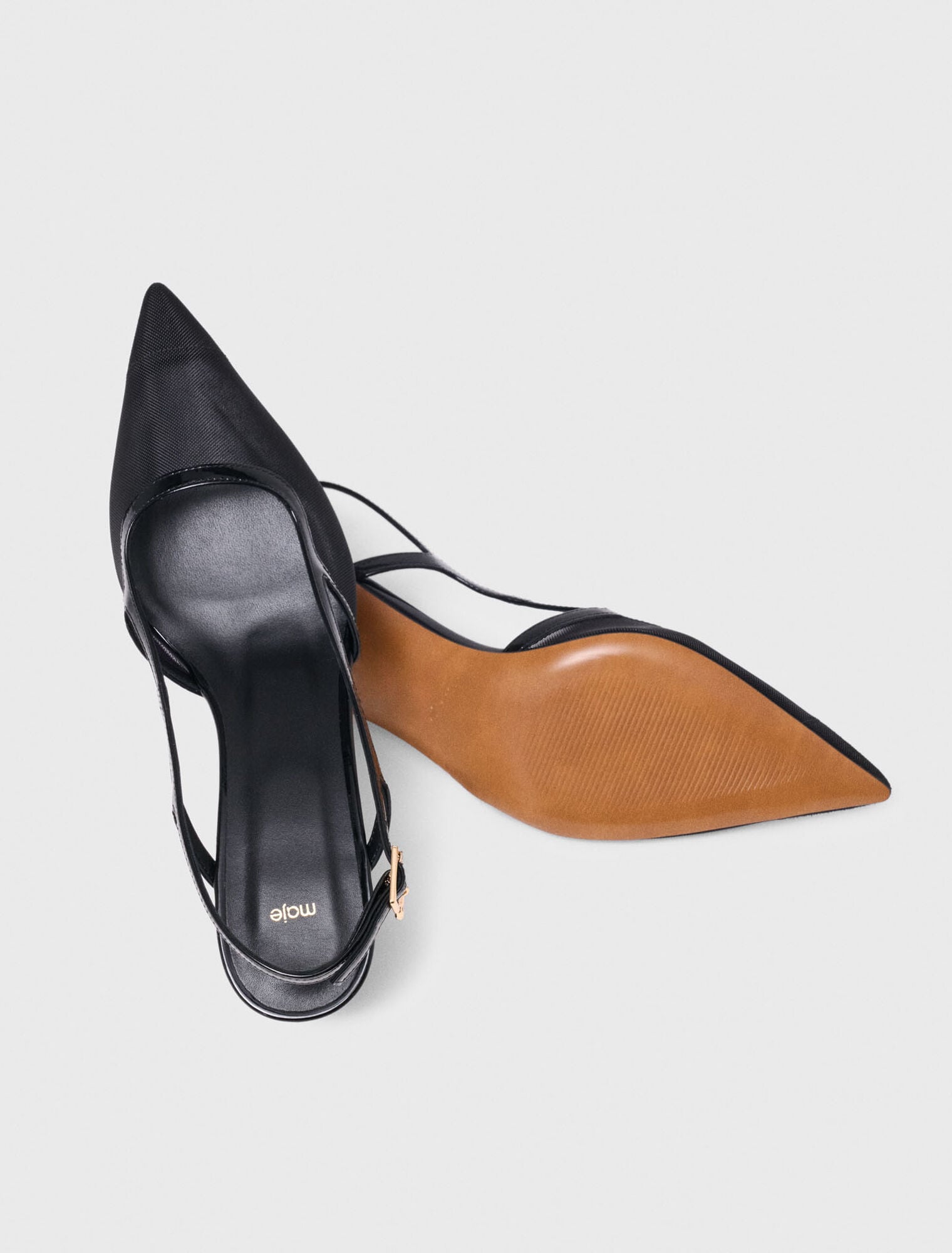 Slingbacks en cuir et mesh