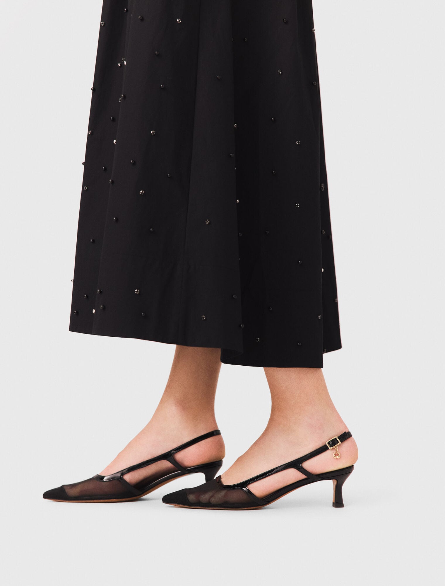 Slingbacks en cuir et mesh