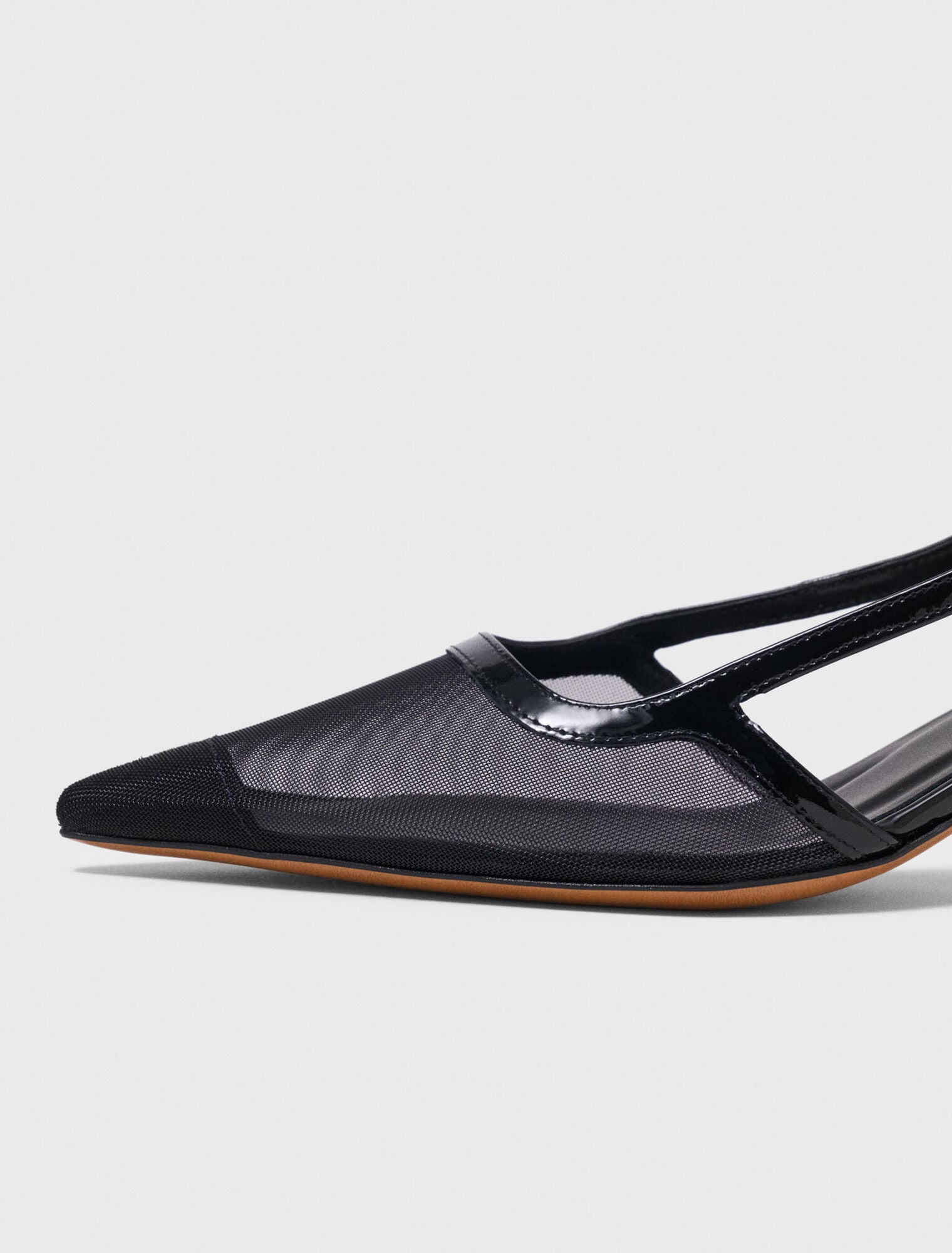Slingbacks en cuir et mesh