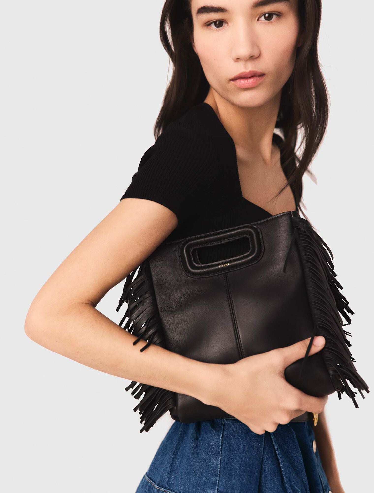 Sac M en cuir à franges