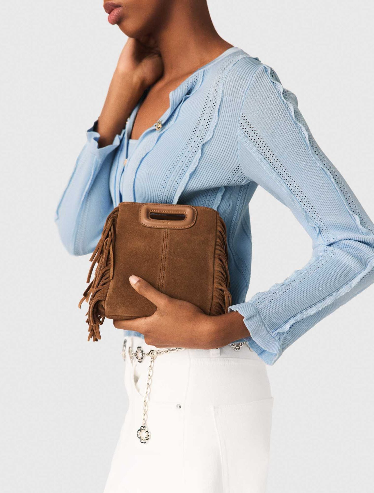 Sac M mini en cuir suède