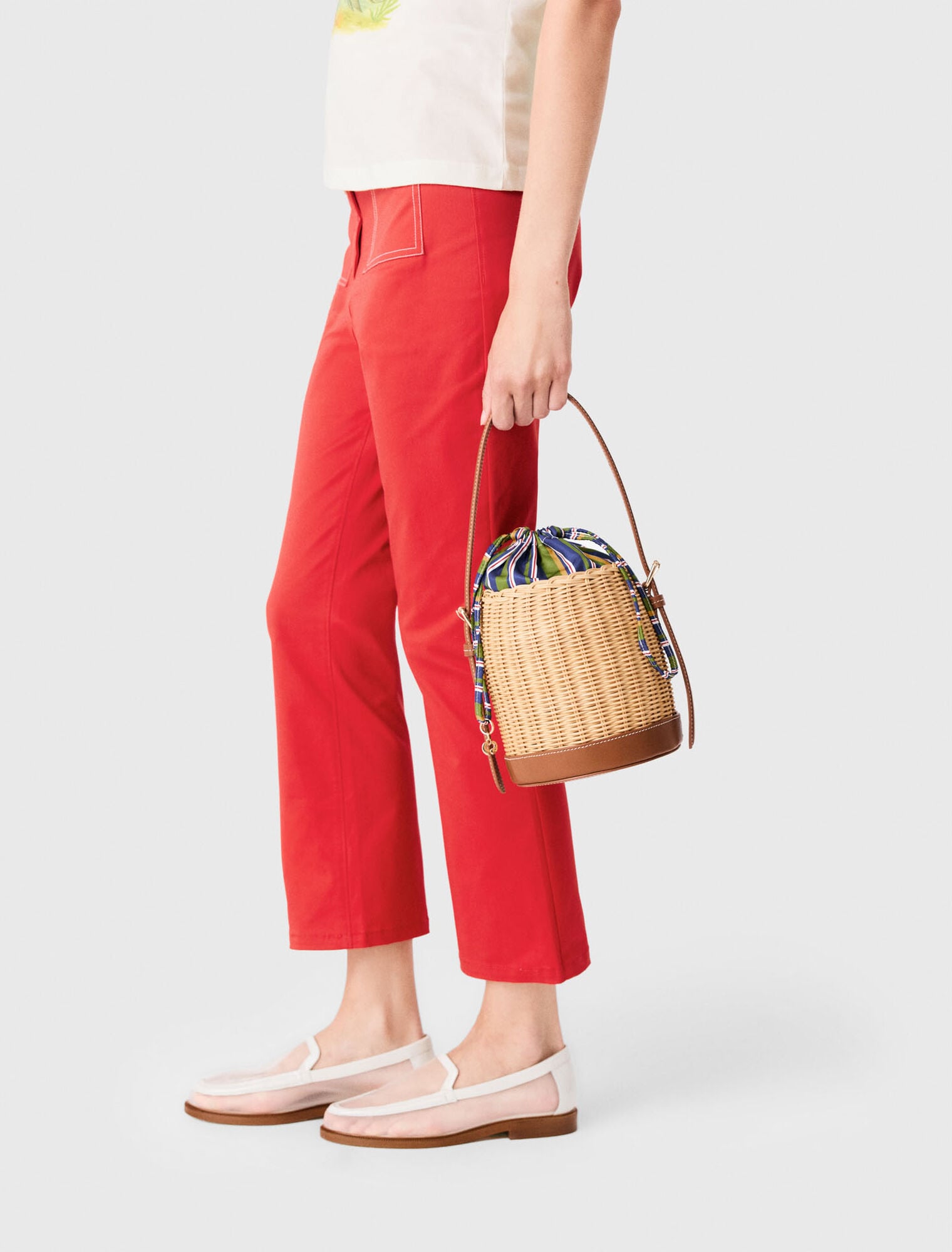 Panier en osier avec pochon imprimé