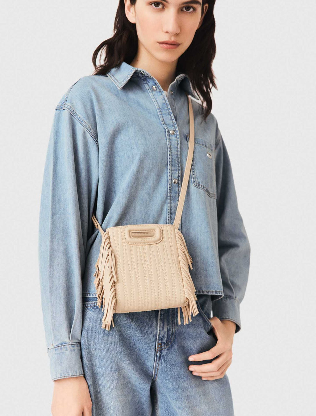 Sac M mini en cuir surpiqué
