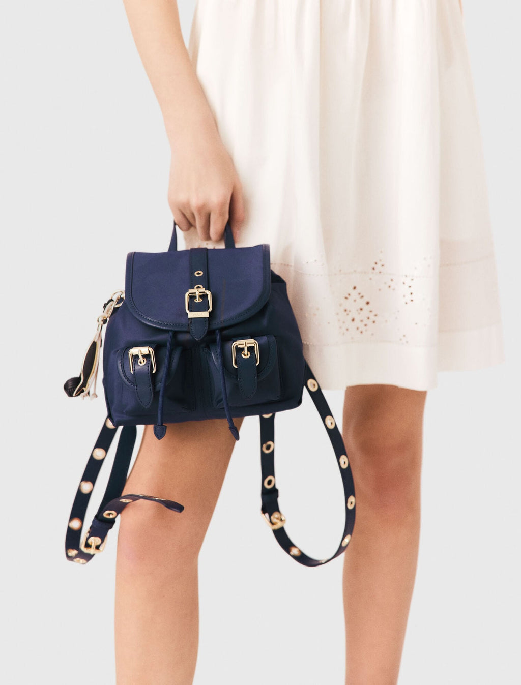 Mini sac à dos en cuir et nylon