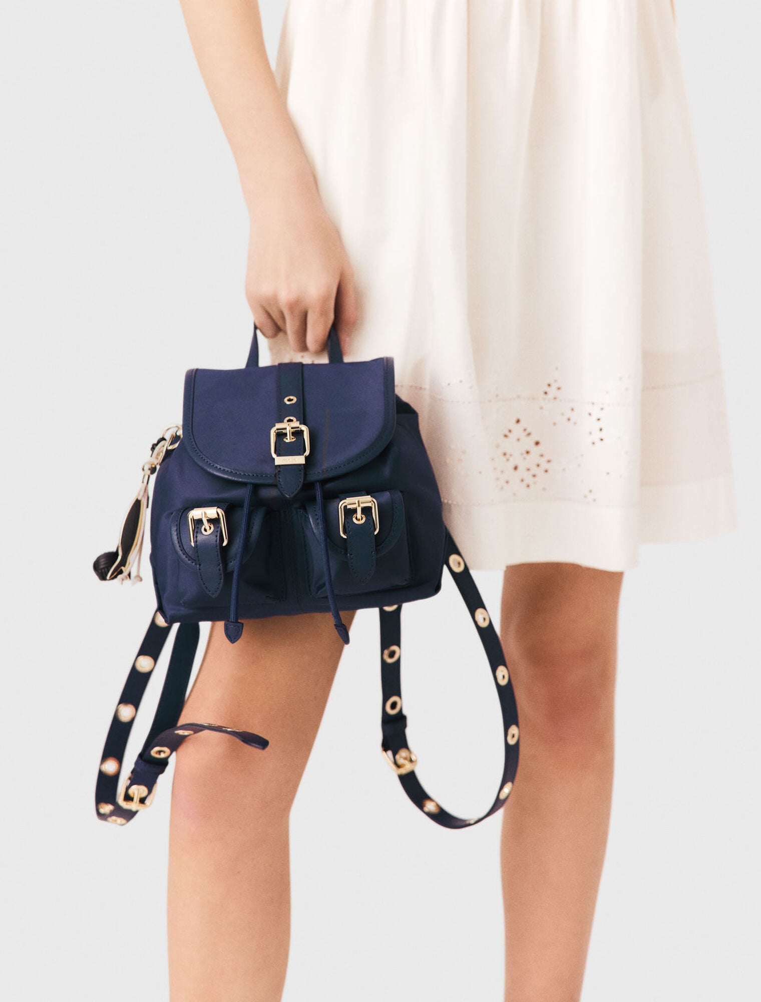 Mini sac à dos en cuir et nylon