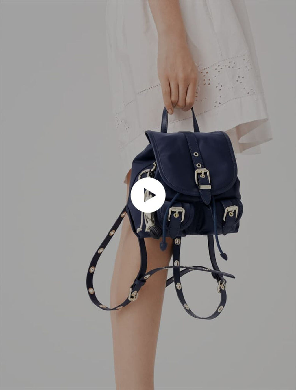 Mini sac à dos en cuir et nylon