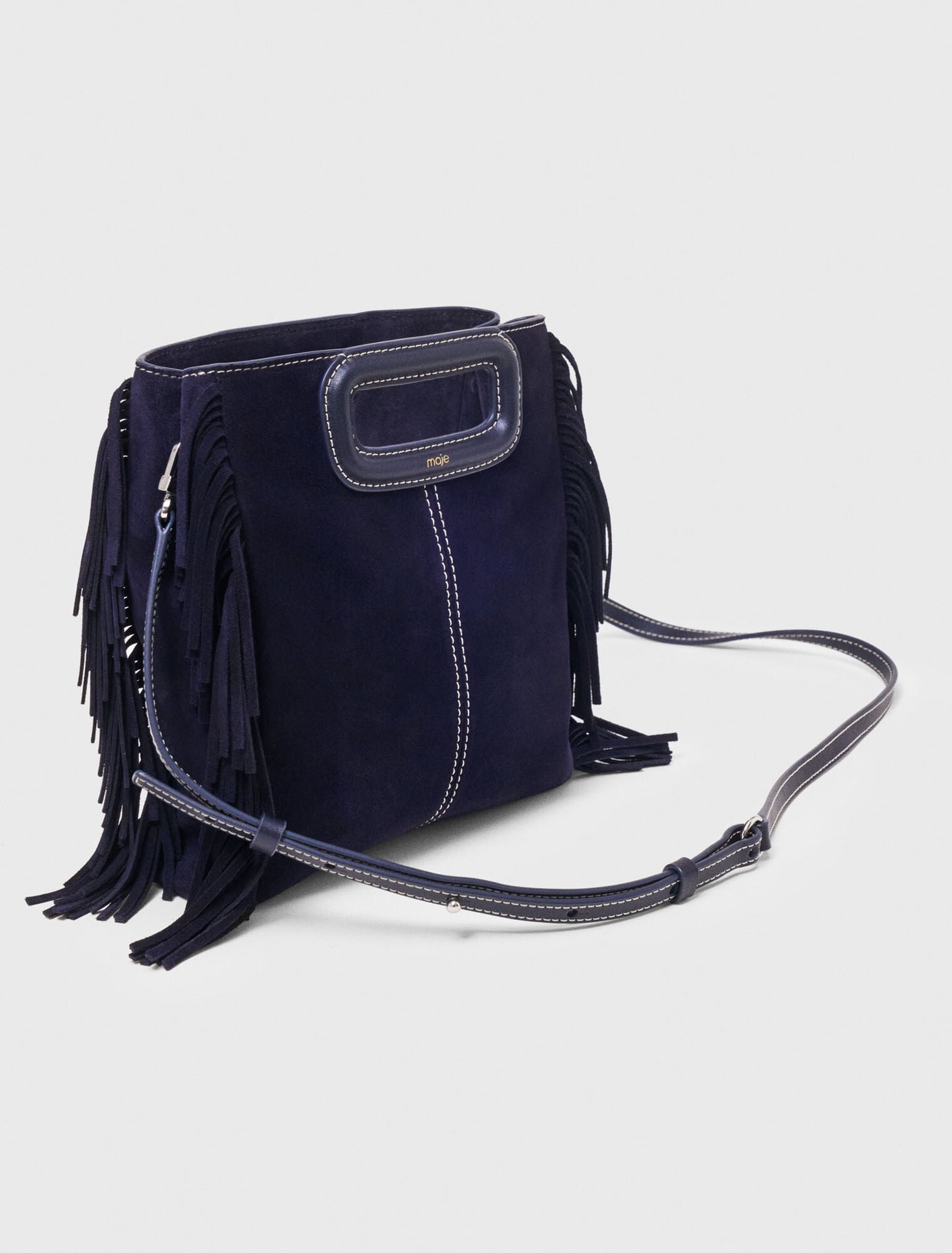 Sac M en suède surpiquée