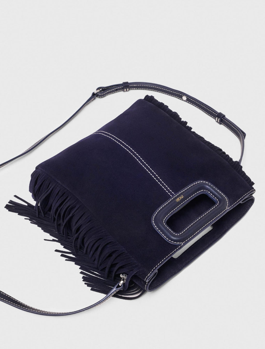 Sac M en suède surpiquée