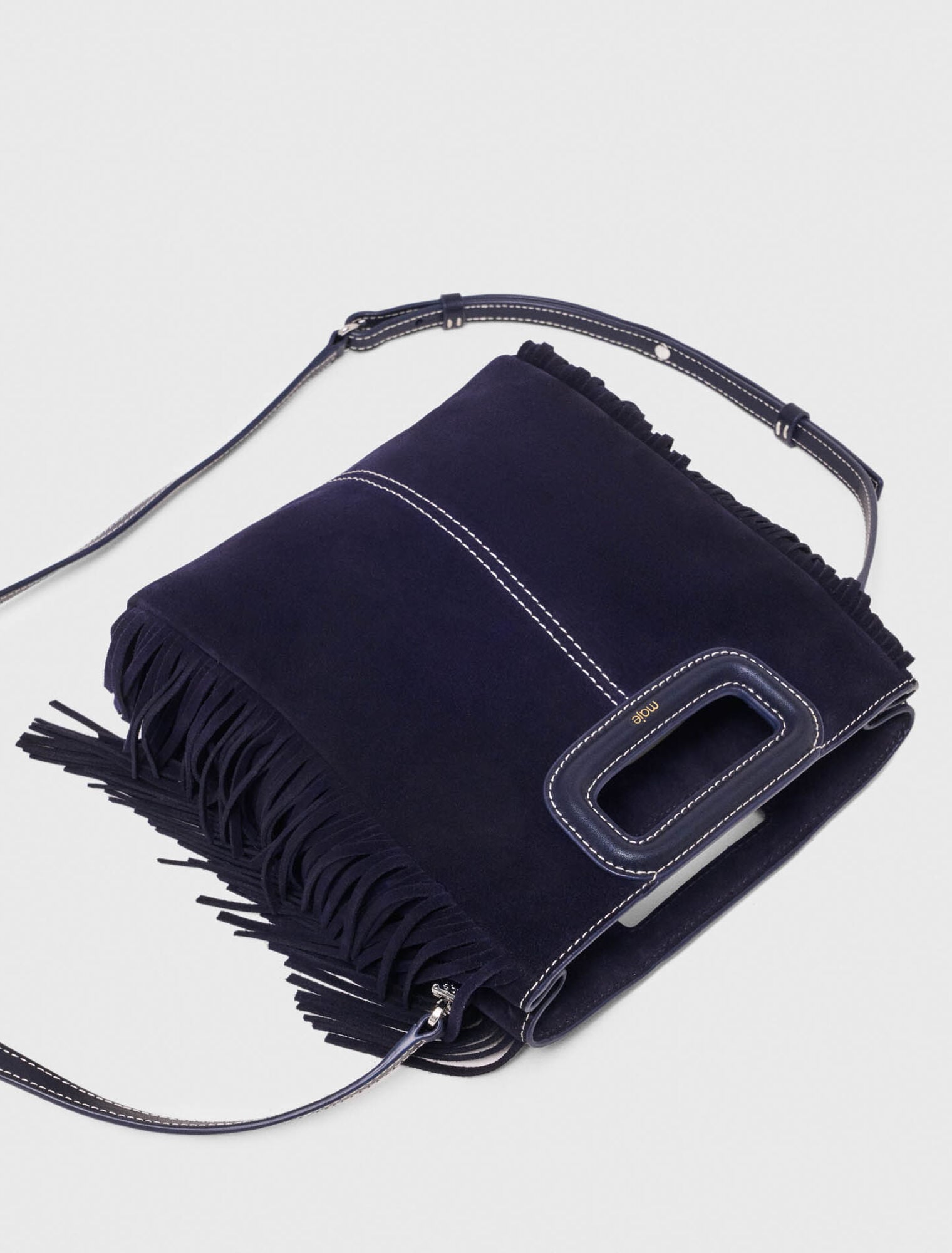 Sac M en suède surpiquée