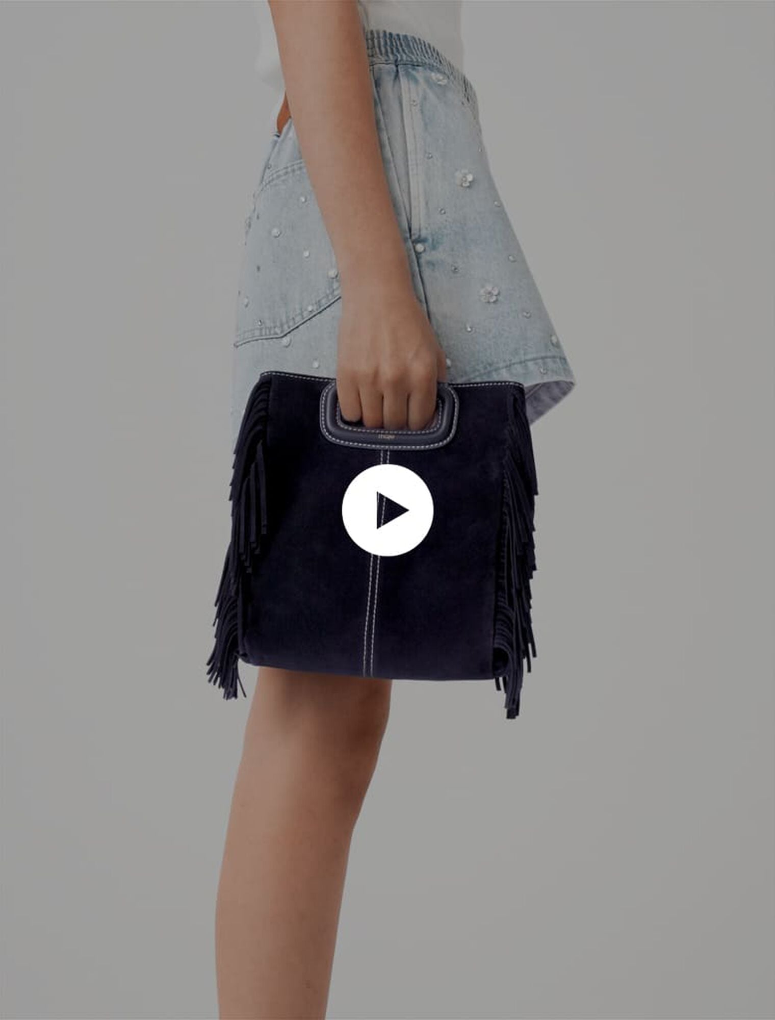 Sac M en suède surpiquée