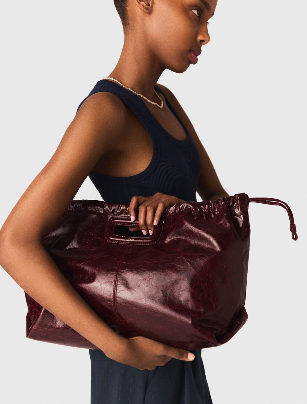 Sac M Tote en cuir craquelé