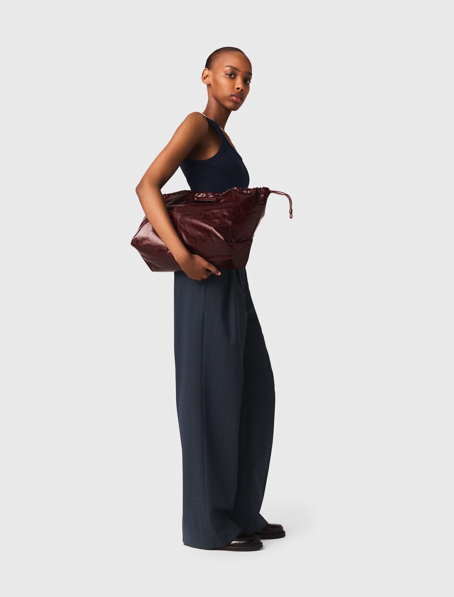 Sac M Tote en cuir craquelé