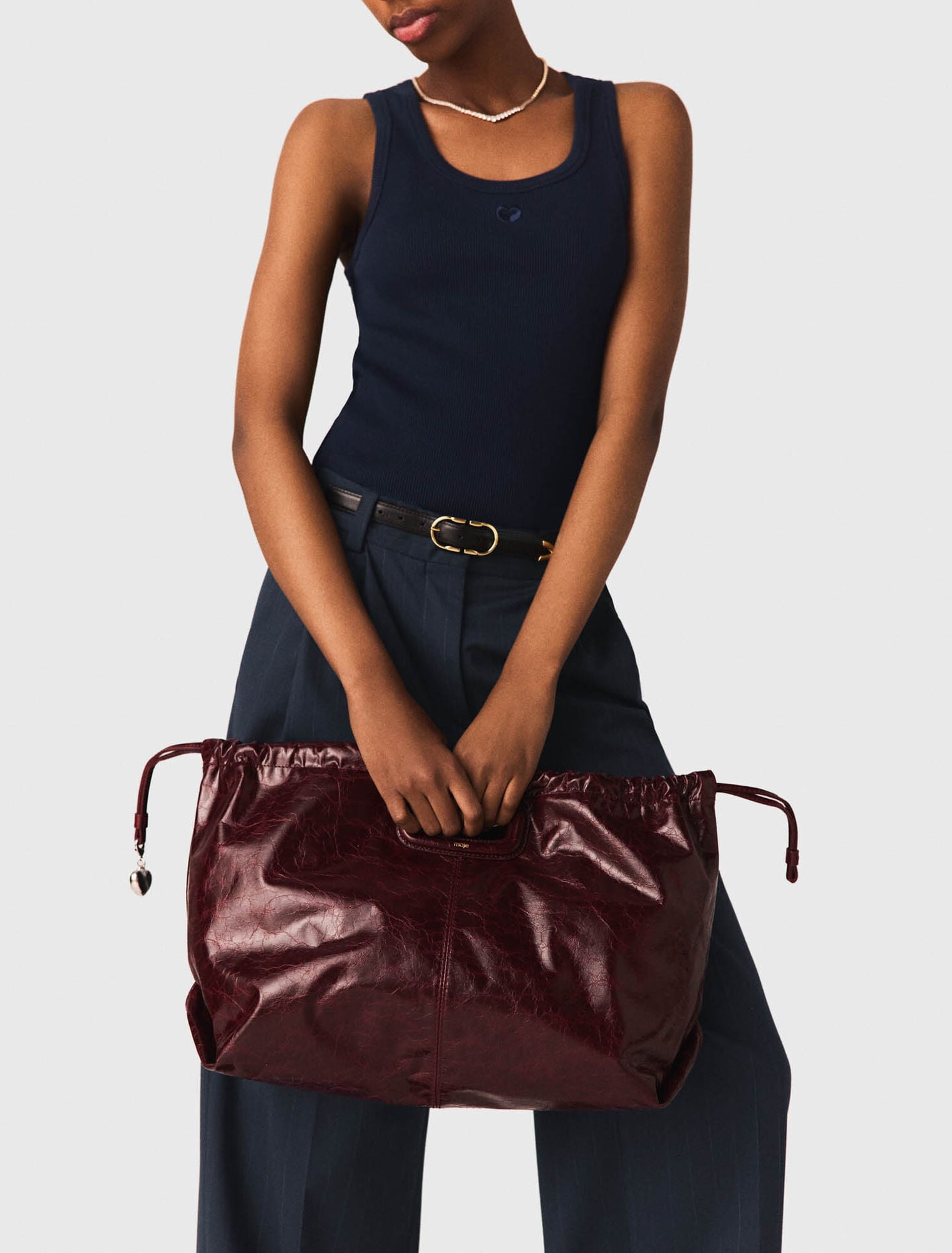 Sac M Tote en cuir craquelé