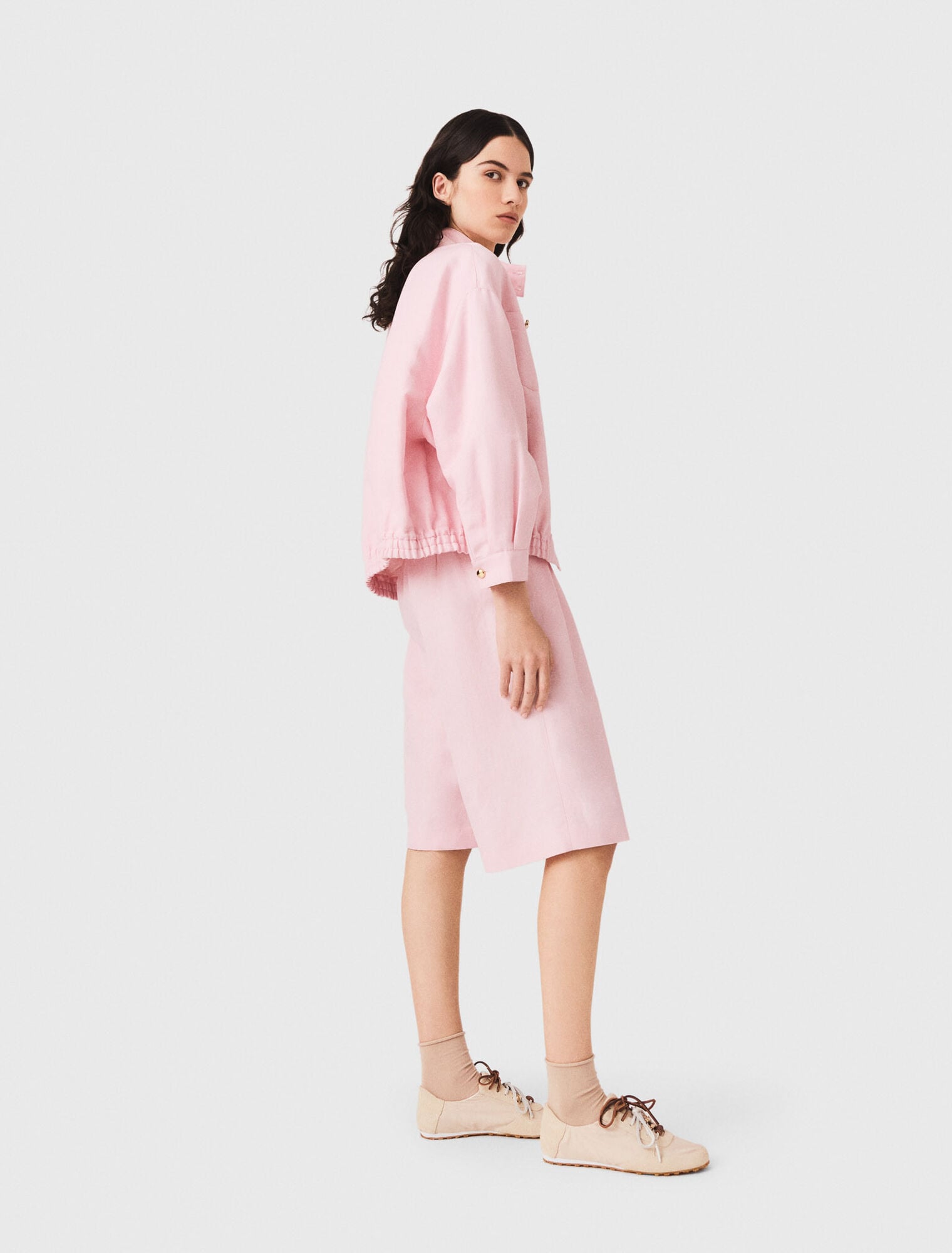 Blouson bomber en lin mélangé