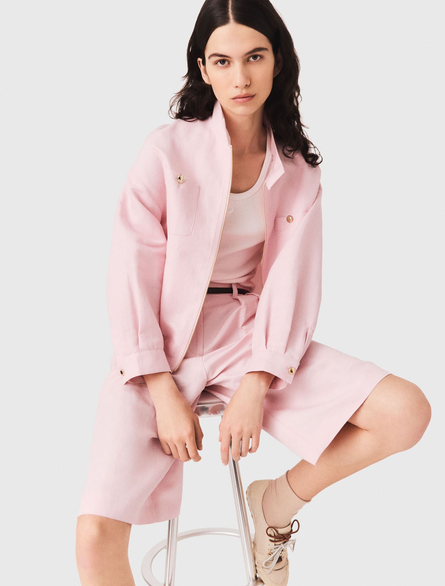 Blouson bomber en lin mélangé