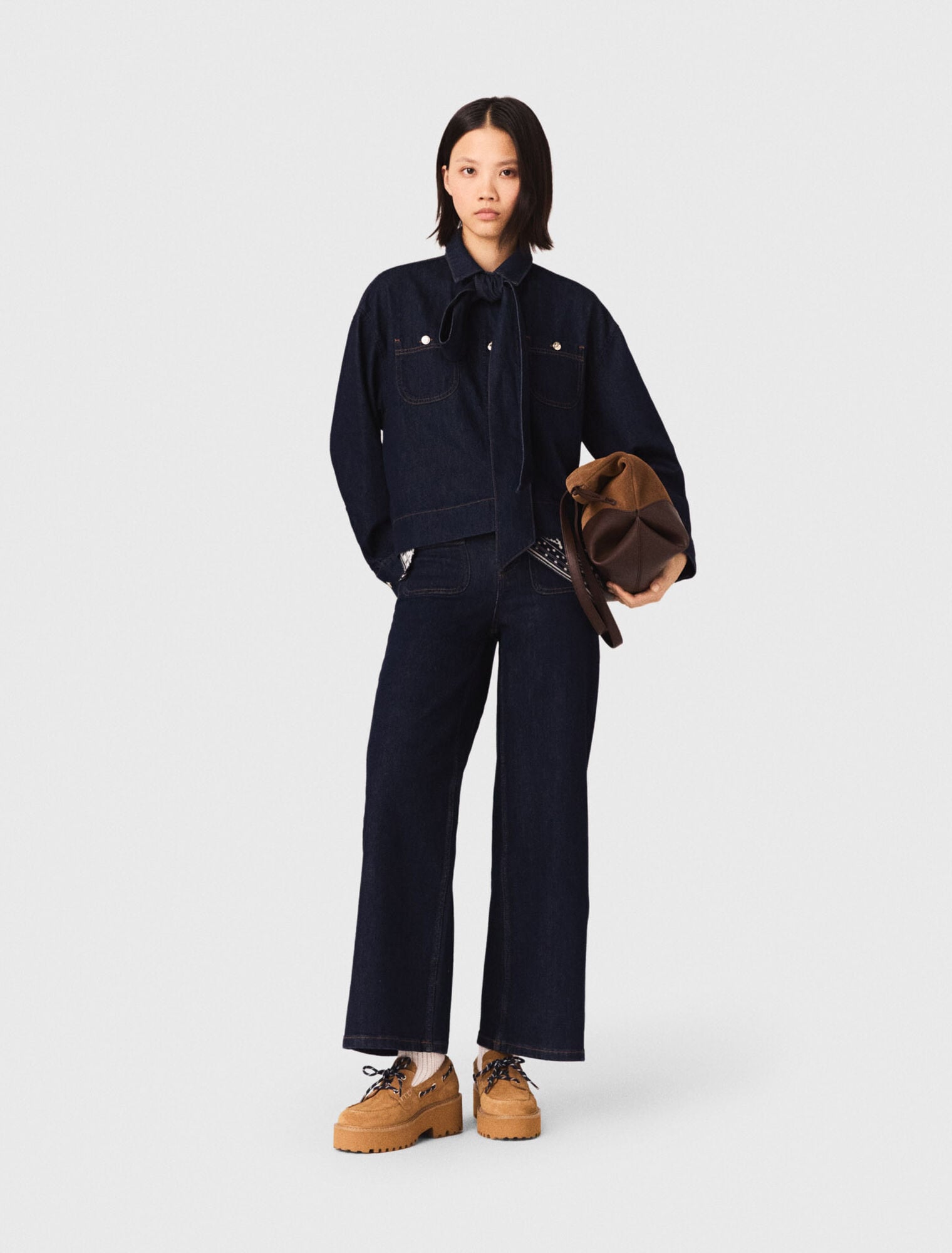 Chemise en denim avec Lavallière