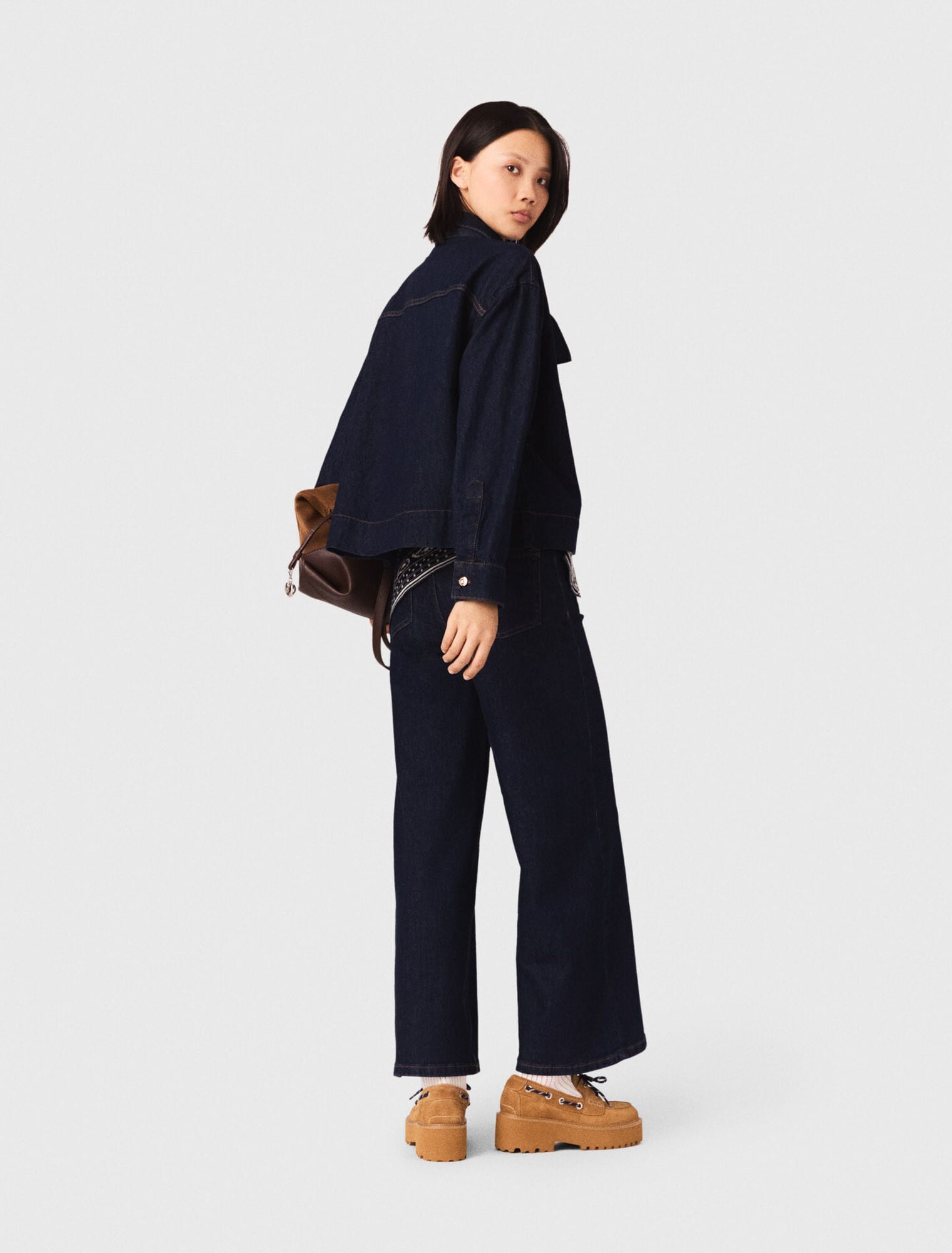 Chemise en denim avec Lavallière