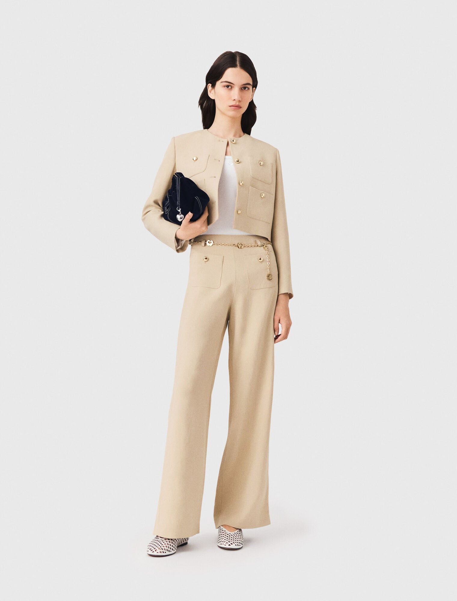 Pantalon tailleur en lin mélangé