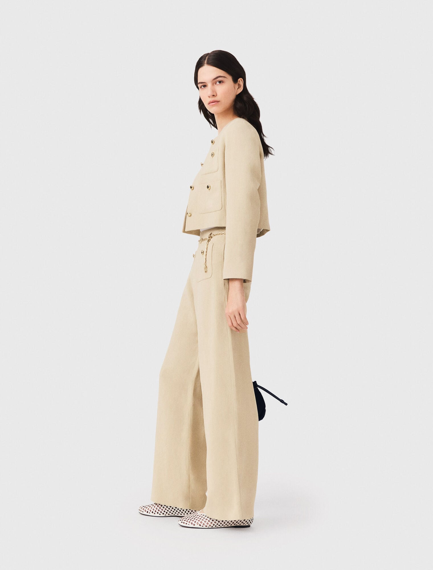 Pantalon tailleur en lin mélangé