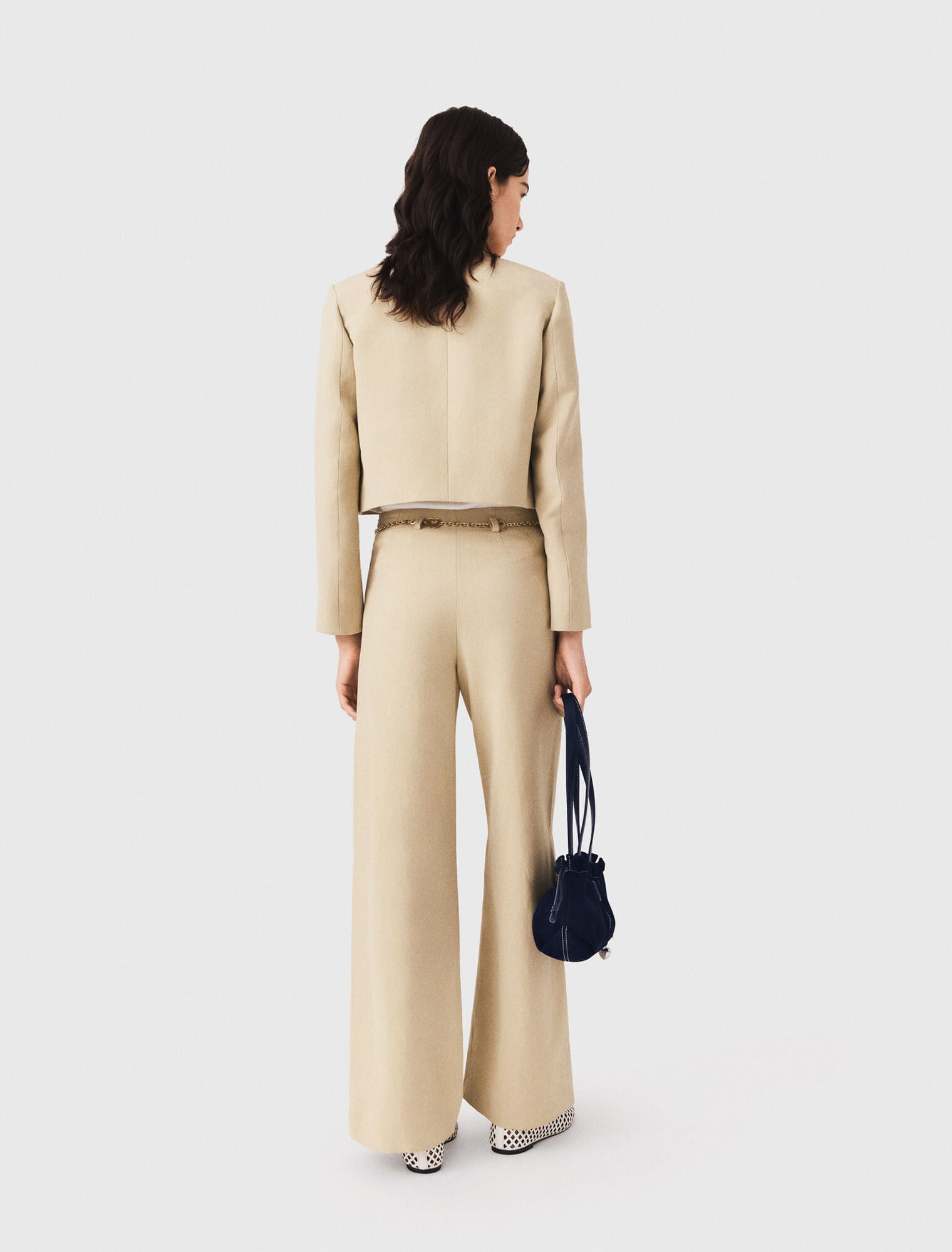 Pantalon tailleur en lin mélangé