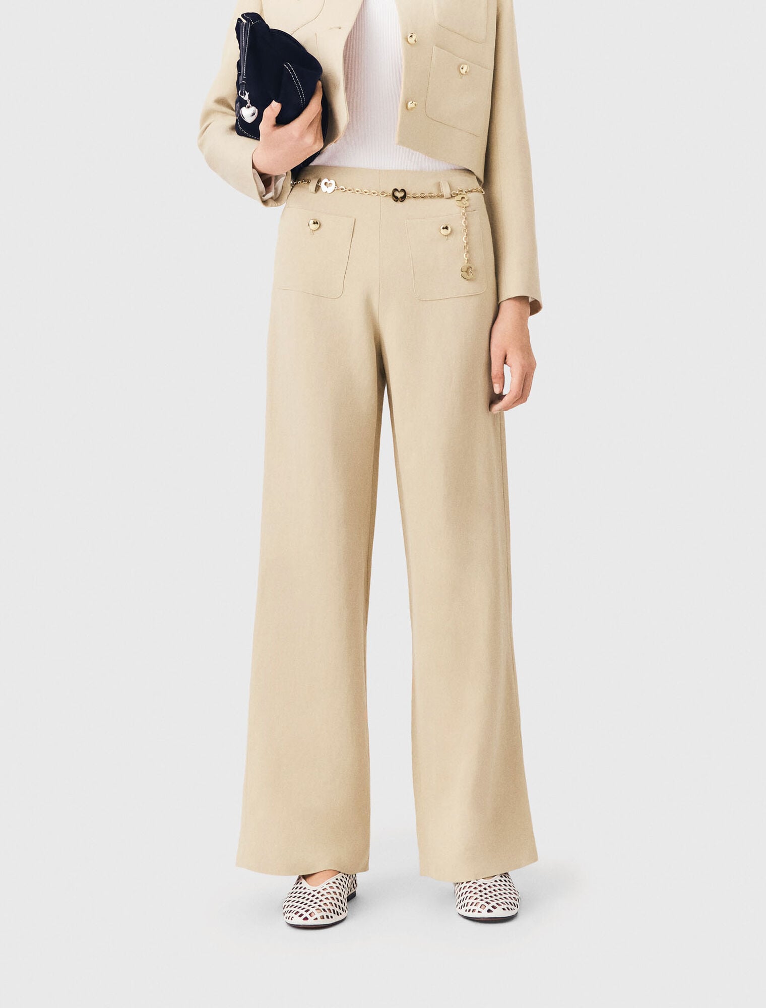 Pantalon tailleur en lin mélangé