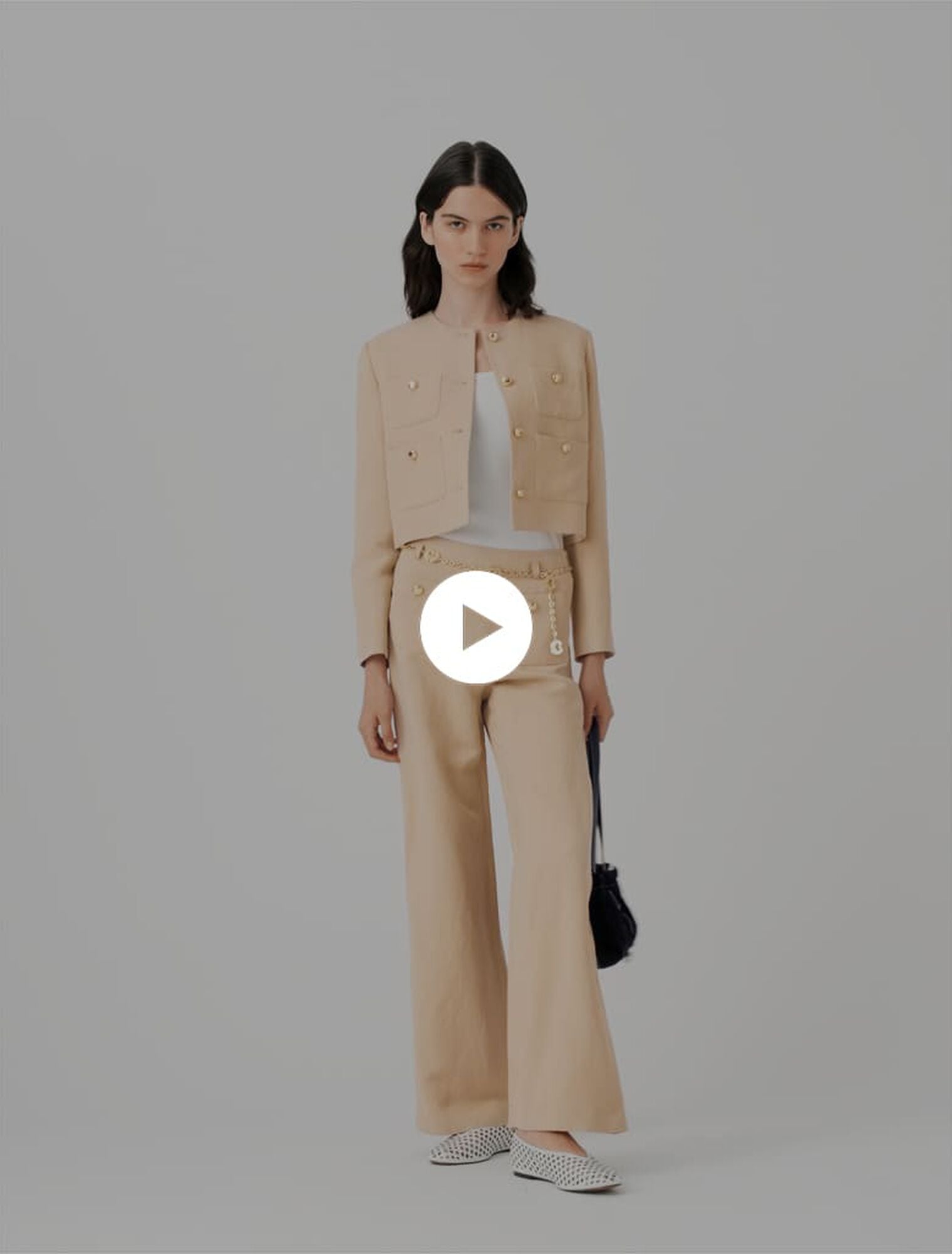 Pantalon tailleur en lin mélangé