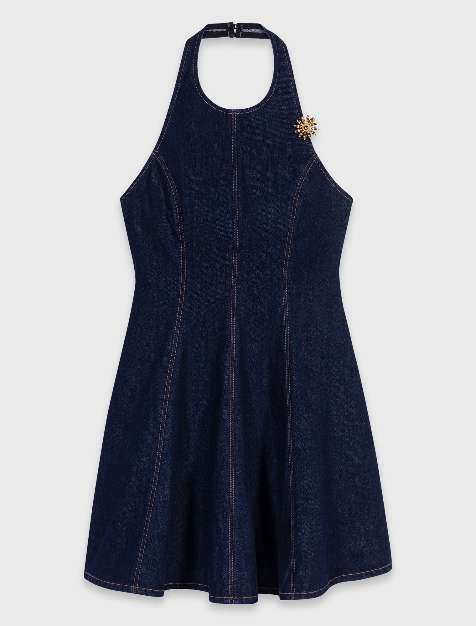 Robe courte en denim avec broche