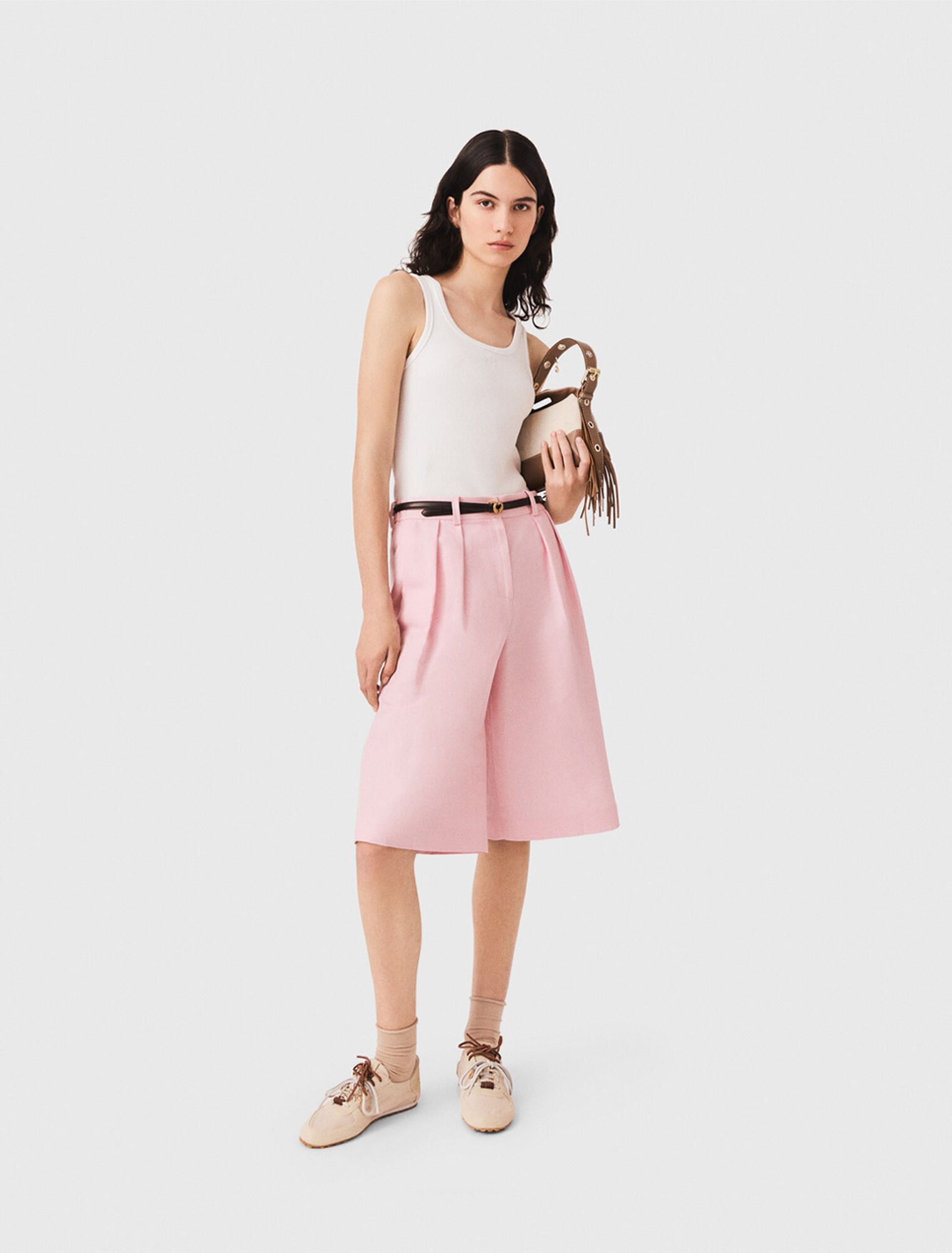 Bermudas à plis en lin mélangé