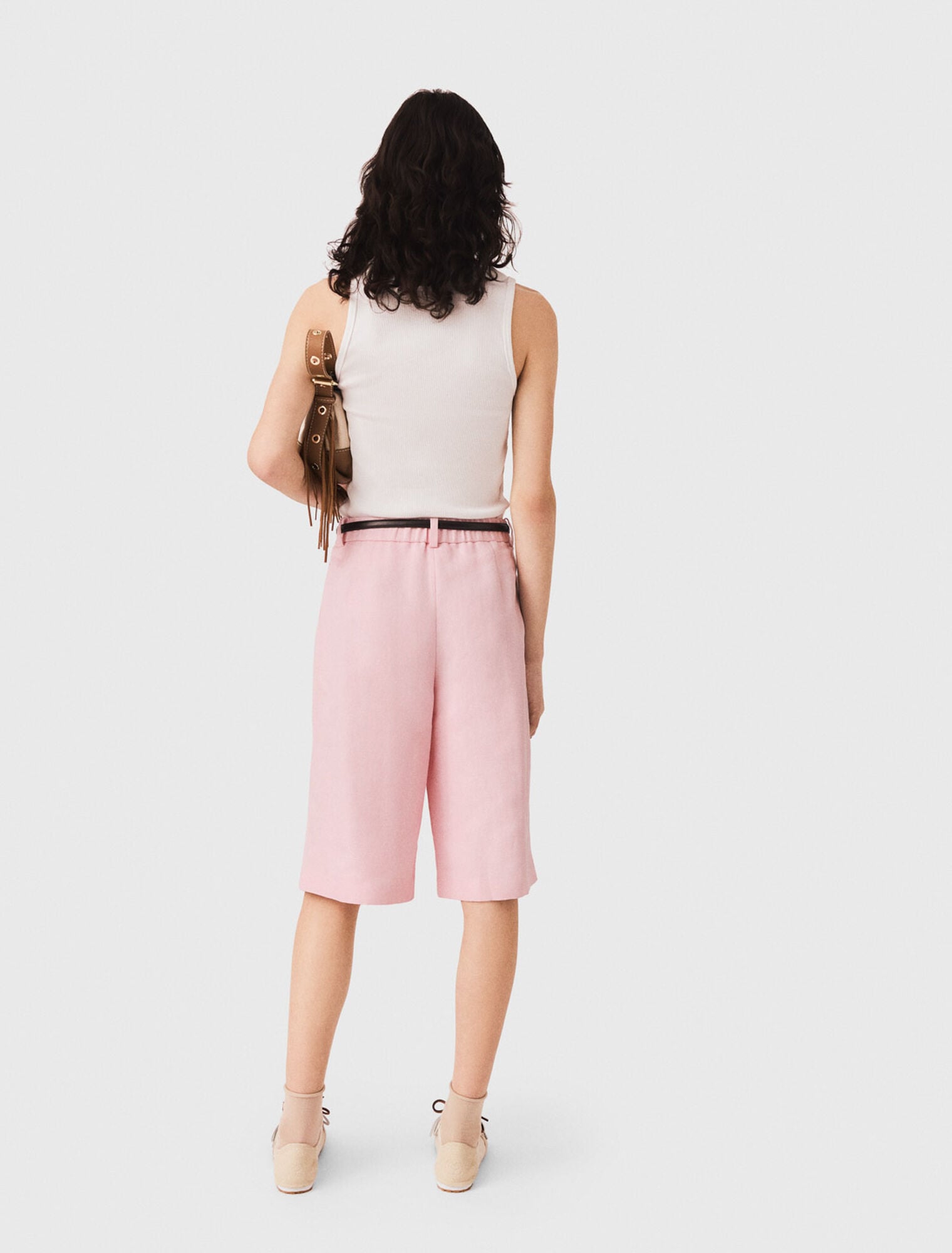 Bermudas à plis en lin mélangé