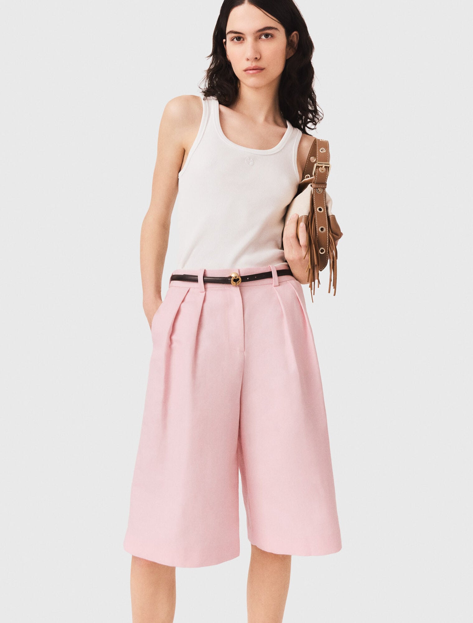 Bermudas à plis en lin mélangé