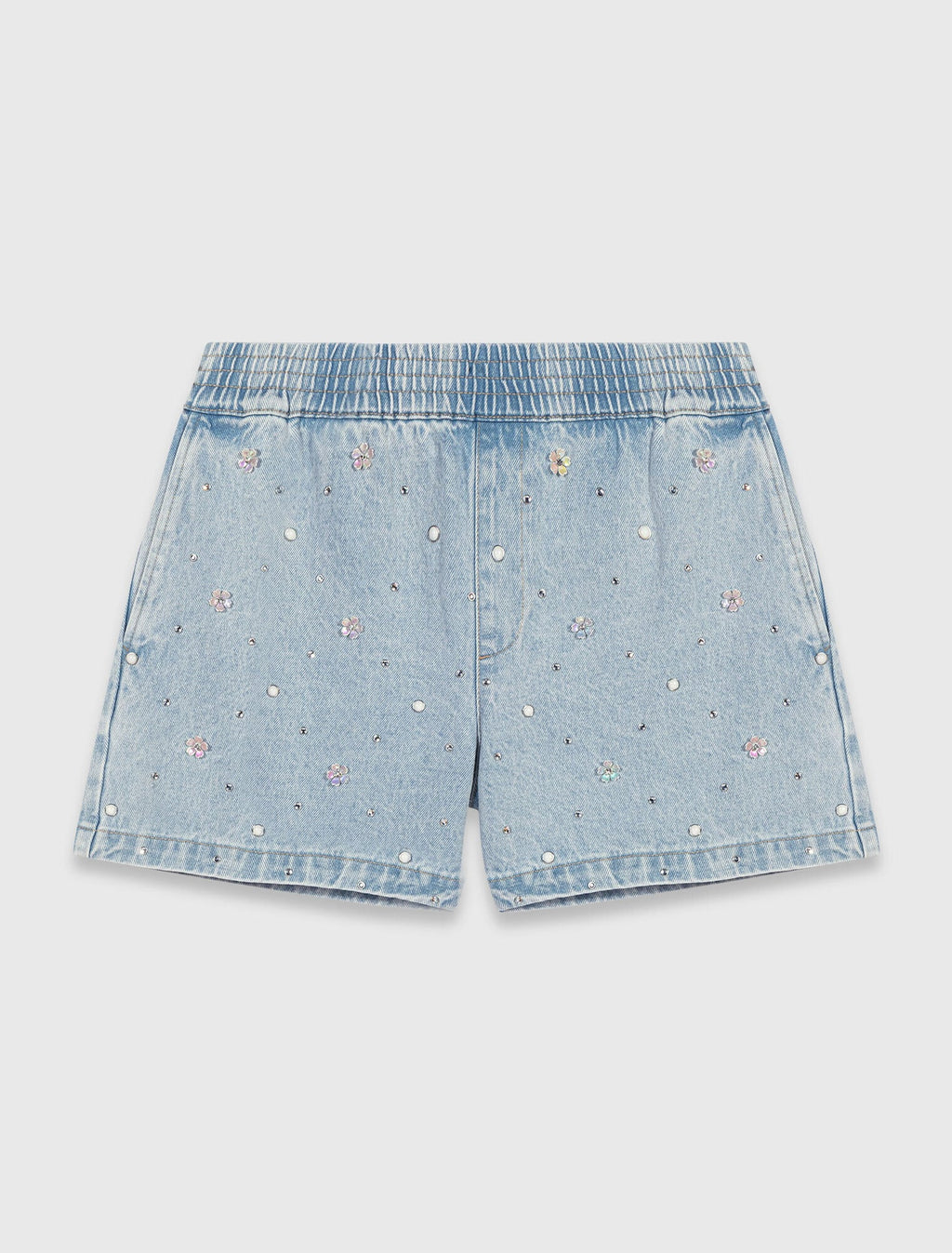 Short en denim avec fleurs