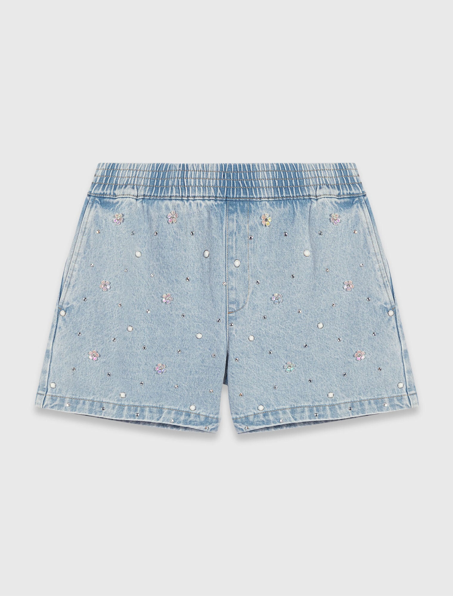 Short en denim avec fleurs
