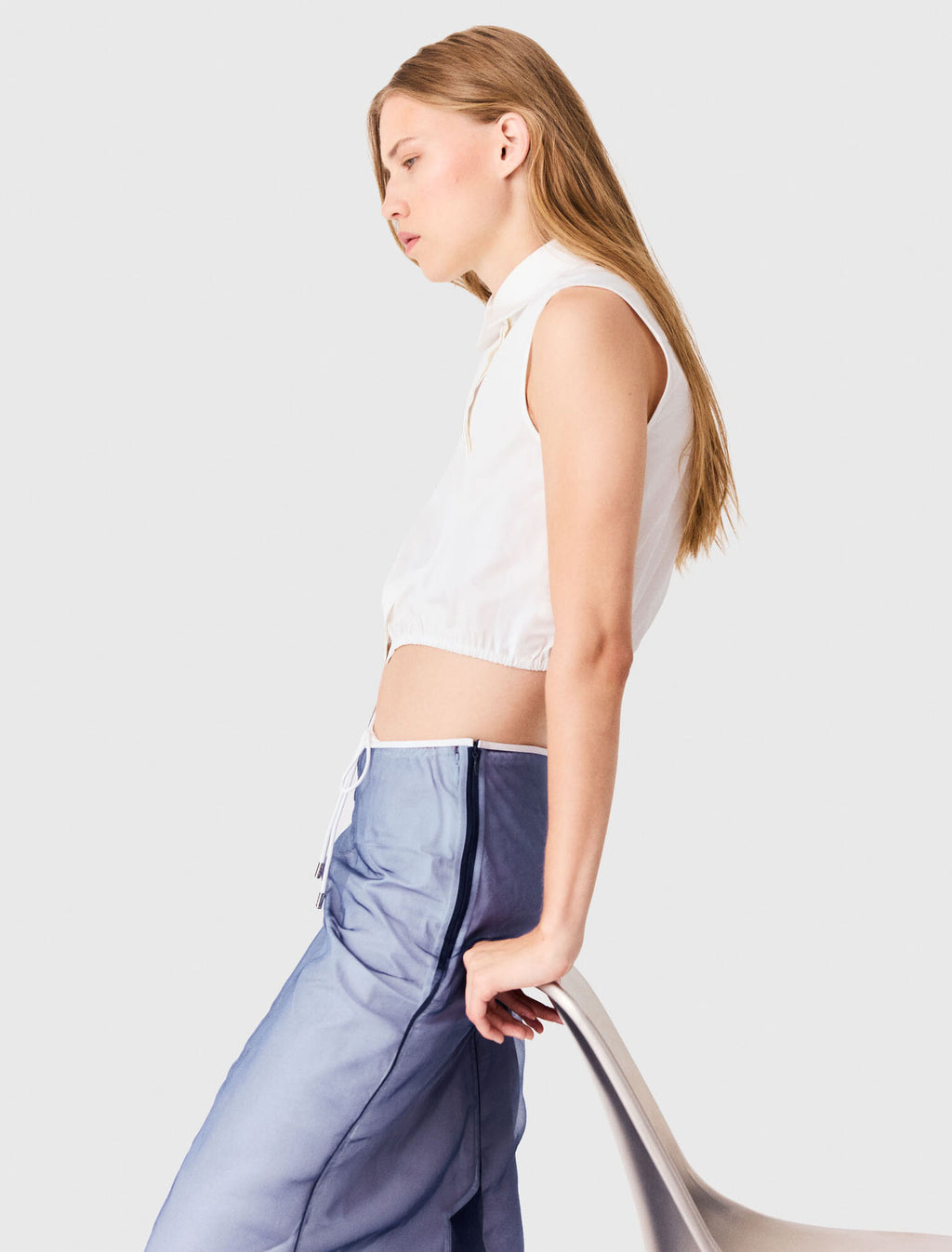 Top en coton et organza amovible