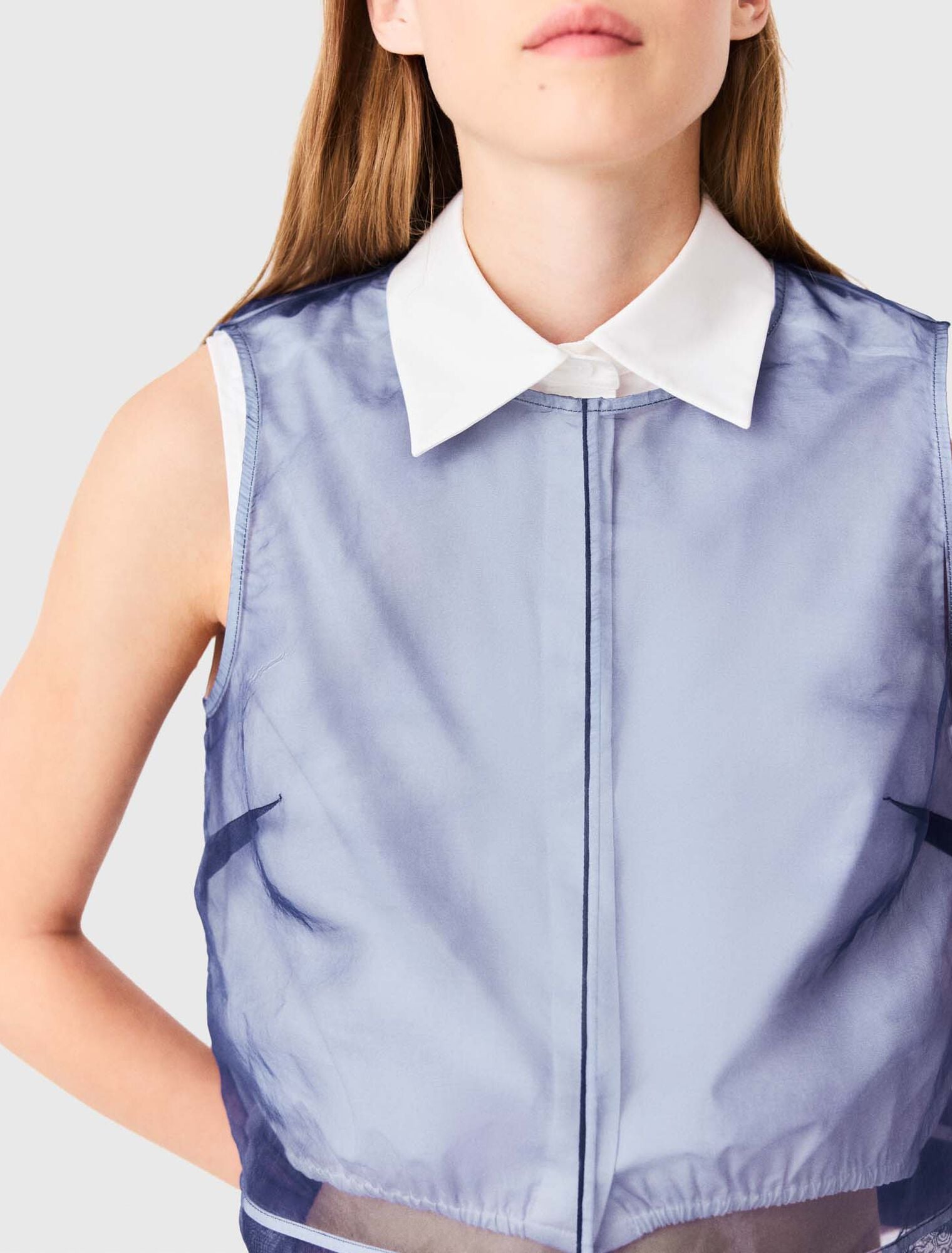 Top en coton et organza amovible
