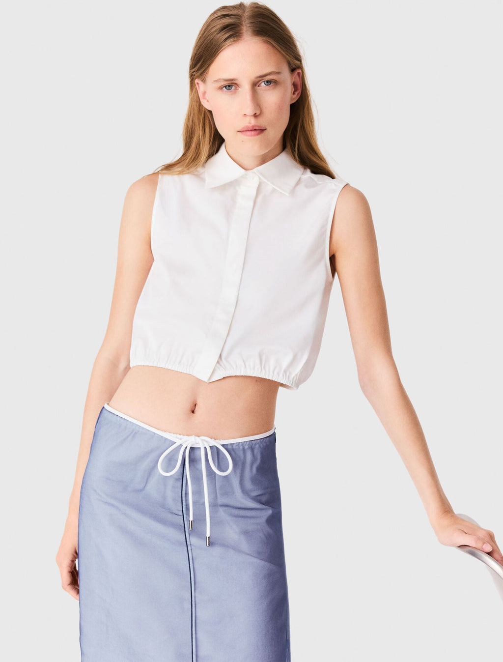 Top en coton et organza amovible