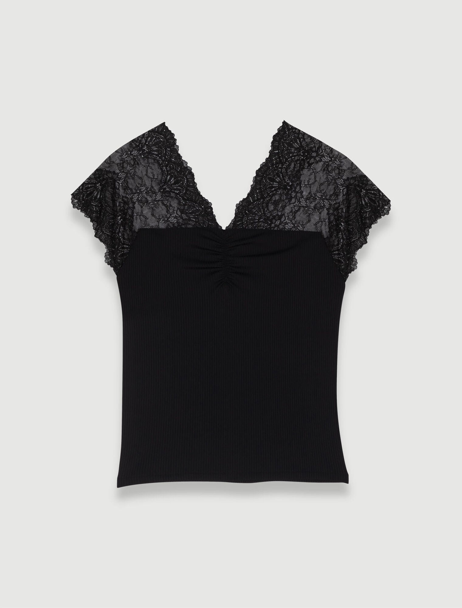 Top en jersey incrusté de dentelle