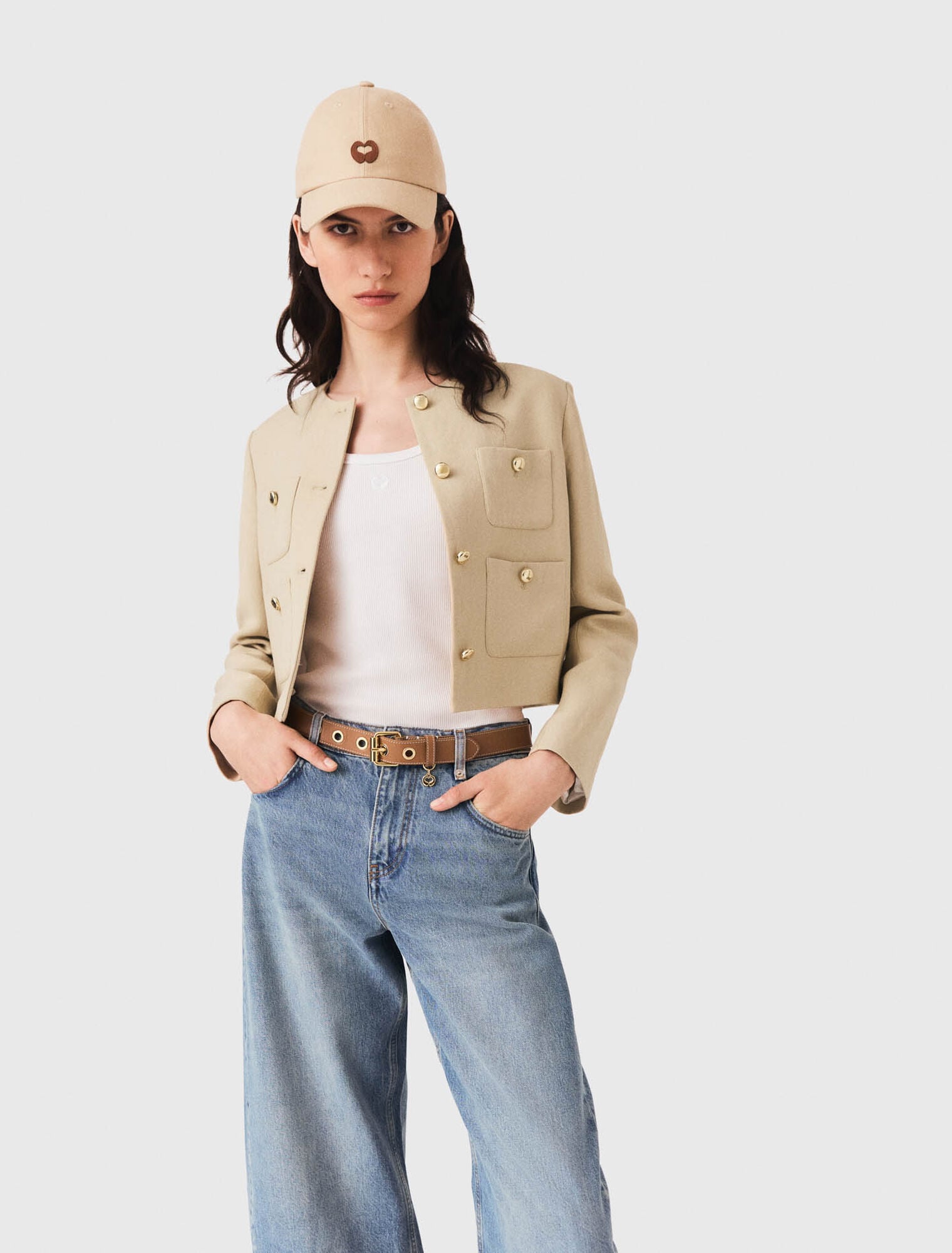 Veste courte en lin mélangé