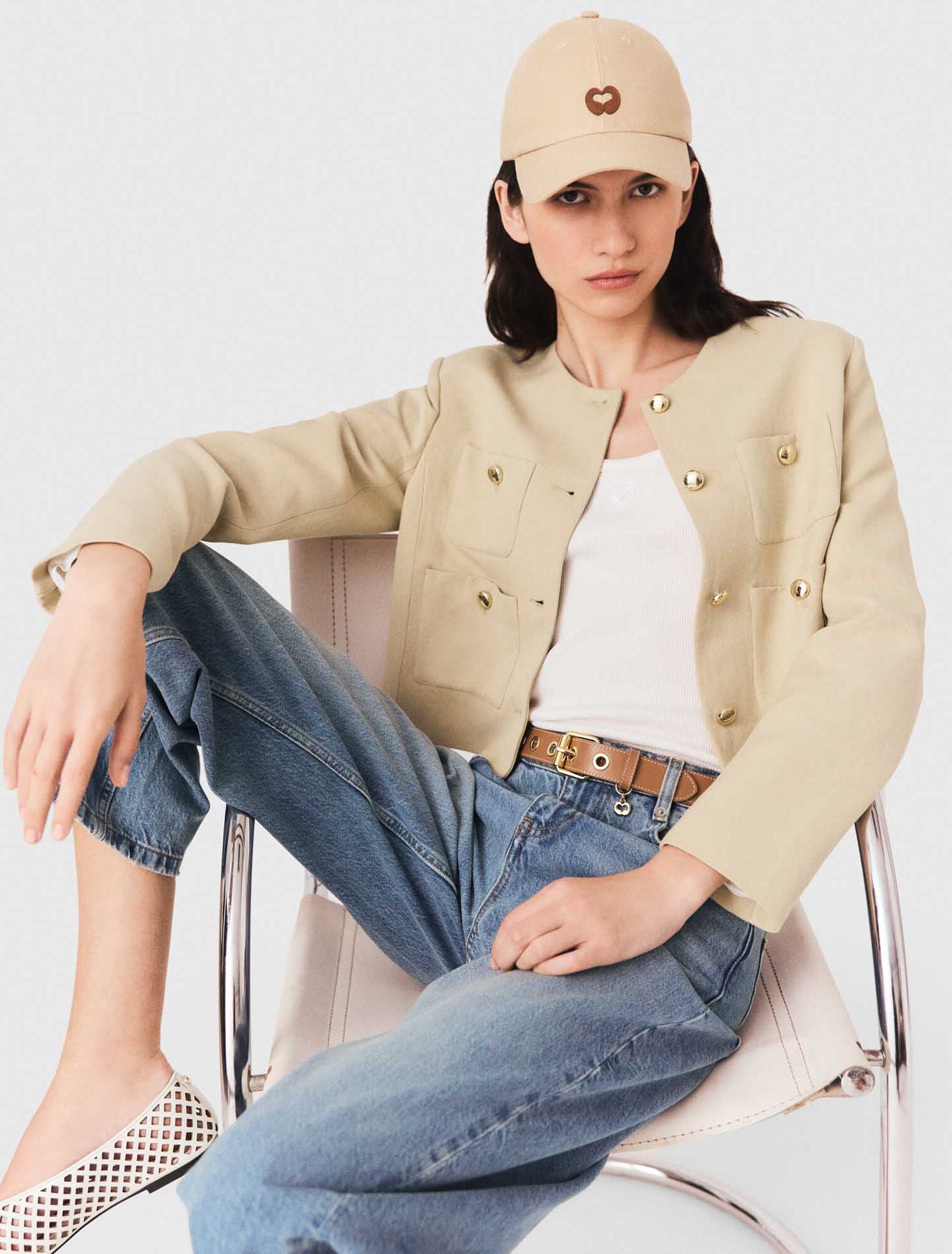 Veste courte en lin mélangé