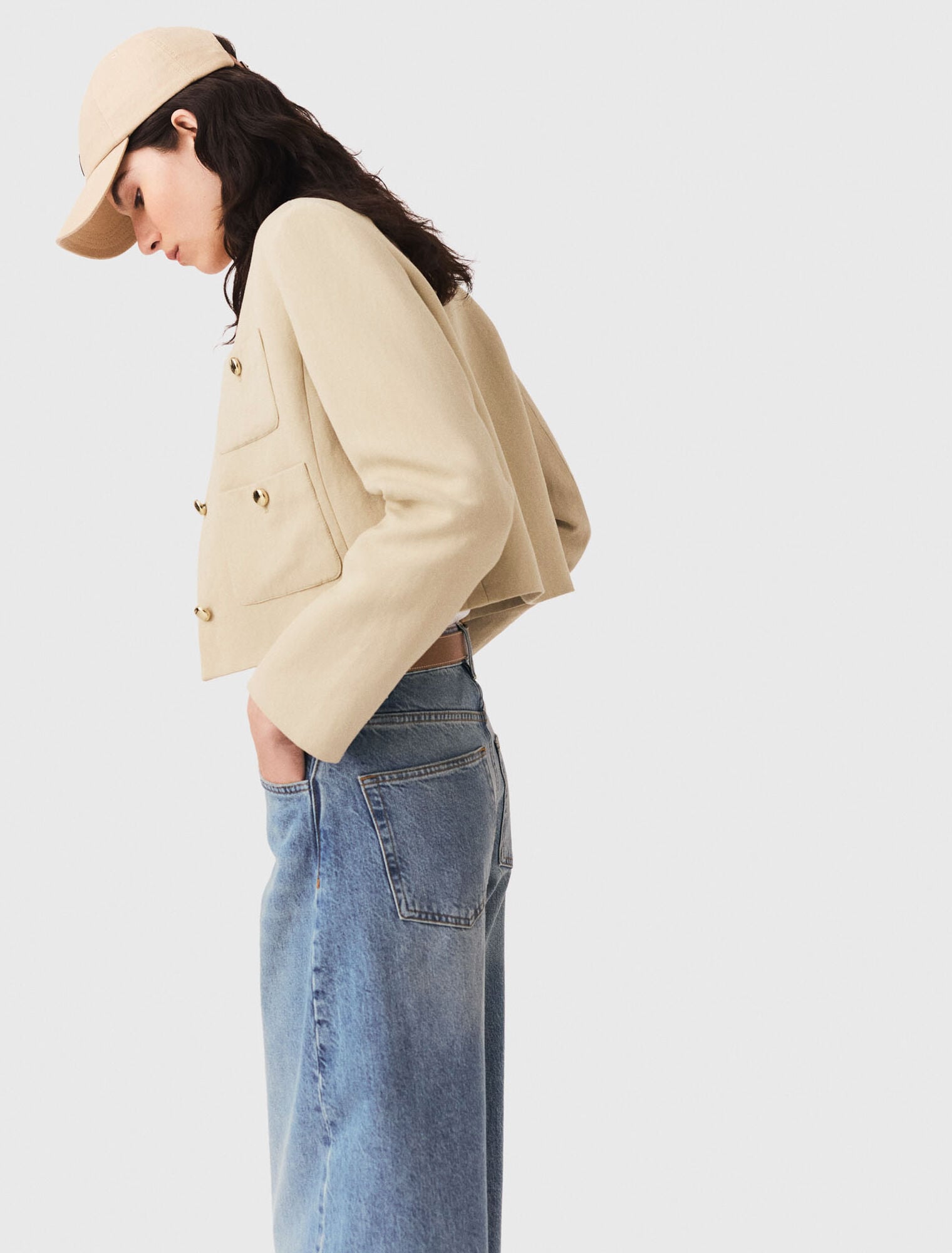 Veste courte en lin mélangé